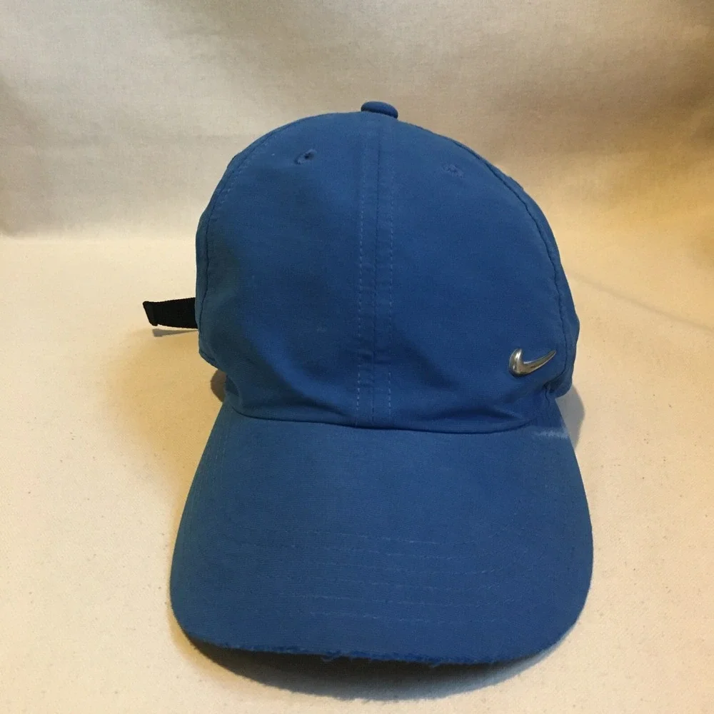 Nike Hat Cap Mens Blue Strap Back Logo Modern Logo Casual Preppy Outdoor Swoosh